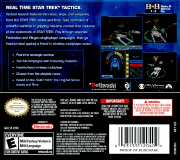 Star Trek - Tactical Assault (USA) box cover back